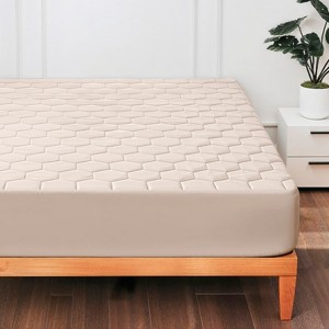 Nestl 100% Waterproof Quilted Mattress Pad Cover, Hypoallergenic Fitted Mattress Protectors, Upto 21-Inch Deep Pocket Fitted Mattress Cover - 1 of 4