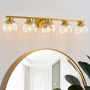 POWLIG Modern Vanity Light with Clear Glass Shades | Bathroom Fixture for Mirror, Bedroom & Living Room | Easy to Install - 1 of 4