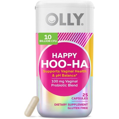 OLLY Happy Hoo-Ha Probiotic Capsules for Women – Vaginal Health & pH Balance, 10 Billion CFU, Gluten Free – 25 Count