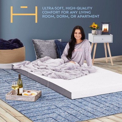 Heyward 4” White and Gray Memory Foam Trifold Twin Mattress
