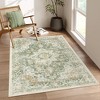 Lahome  Large Floral Border Contrast Short Pile Velvet Rectangular Indoor Area Rug - 2 of 4