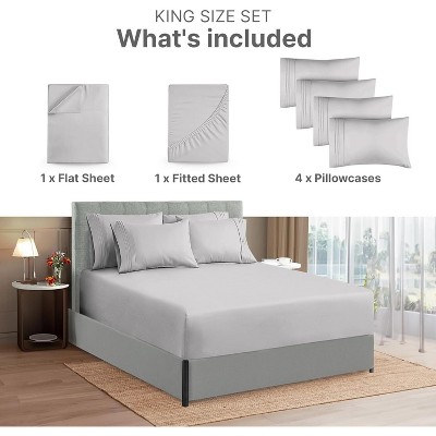 King Light Grey Microfiber Deep Pocket Sheet Set