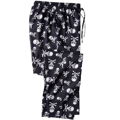 KingSize Men s Big Tall Flannel Novelty Pajama Pants Big 6XL Skulls Black Pajama Bottoms