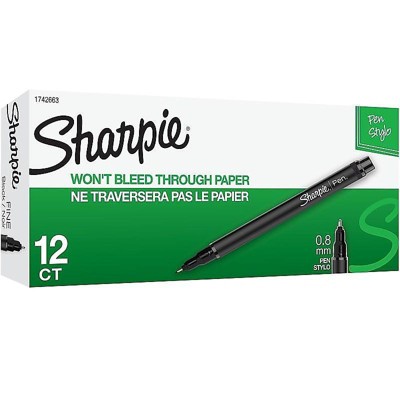 Sharpie Felt Pens Fine Point Black Ink Dozen (1742663) 741186