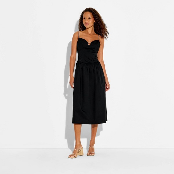 Vestido midi de popelina con cuello ojal para mujer - Wild Fable™ 2