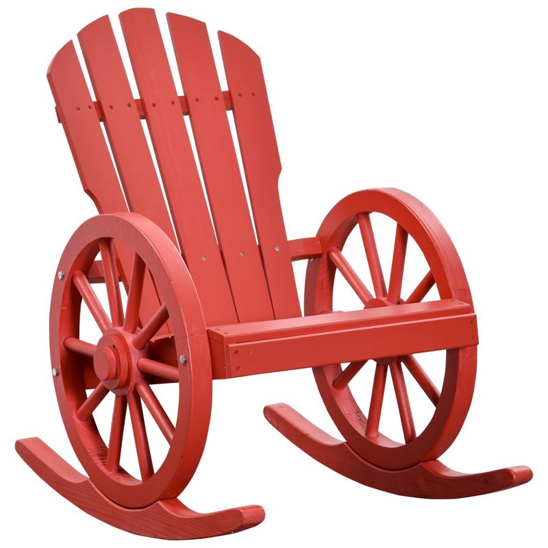 Outsunny Adirondack Rocking Chair with Slatted Design and Oversize Back for Porch, Poolside, or Garden Lounging, 5 of 8