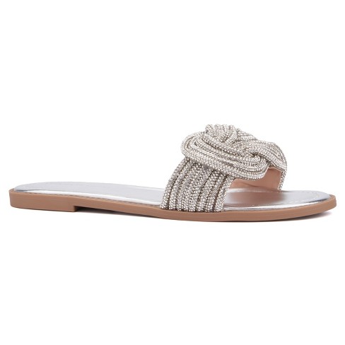 Fashion To Figure Women s Tammy Flat Sandal Wide Width Silver 7 Target