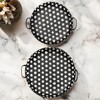 HomeRoots Set of Two Black Round Metal Indoor Outdoor Tray With Handles - 2 of 4