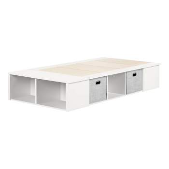 Twin Flexible Platform Kids' Bed with baskets   Pure White  - South Shore