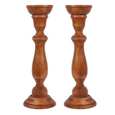 Mela Artisans Tuli Set of 2 Brown Finish Candlehodlers