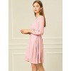 Allegra K Women's Swiss Dots Elastic Waist 3/4 Sleeve A-line Solid Flowy Chiffon Dress - 4 of 4