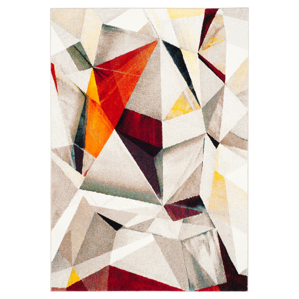 2'7inx5' Light Gray/Orange Abstract Loomed Accent Rug - Safavieh