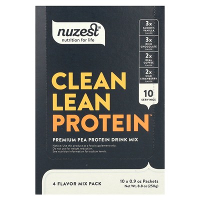 Nuzest Clean Lean Protein, 4 Flavor Mix Pack, 10 Packets, 0.9 oz (25 g) Each