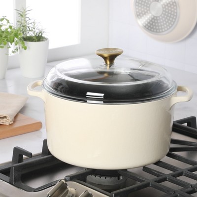 Sur La Table Enamel-Coated Cast Iron Dutch Oven Pot with Oven Safe Glass Lid