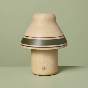 Lámpara de mesa portátil de cerámica verde con rayas (incluye bombilla LED) - Hearth & Hand™ with Magnolia