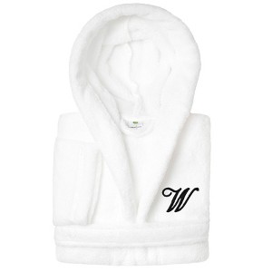 Personalized Linum Kids 100% Polyester SUPER PLUSH Double Brushed Hooded Bathrobe in Black Script Font - 1 of 3