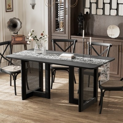 Lirago 68" Rectangular Dining Table For Kitchen Dining Room Table 4-6 Seats Brown