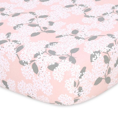 Cottage Floral Pink Organic Cotton Jersey Crib Sheet Set