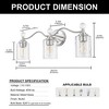 DORESshop 24 in. 3-Light Brushed Nickel Bathroom Vanity Light with Crystal Accents and Clear Hammered Glass Shades - 4 of 4