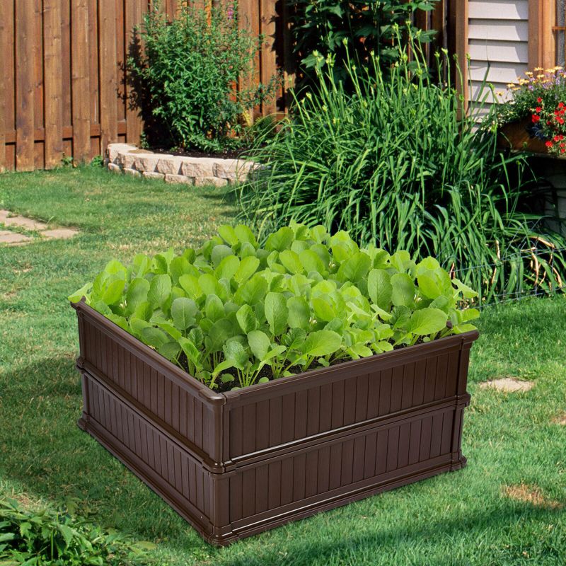 Costway 2 Pcs 48.5'' Raised Garden Bed Square Plant Box Planter Flower Vegetable Brown, 2 of 11
