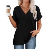 Womens Summer Tops V Neck Outfits Clothes Short Dolman Sleeve Blouses 2025 Fashion Shirts - 3 of 4