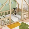 Okak Modern Wood Floor Bed Twin/Full Size House-Shaped Bed Frame with Fence Guardrails for Toddlers/Kids Bedroom - 3 of 4