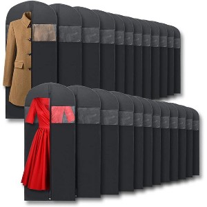 Plixio 60" Black Garment Bags for Hanging, Men Suit Bag for Travel and Clothing Closet Storage of Dress, Shirts, Coats, Cover - (Black - 24 pack: 60") - 1 of 4