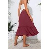 2025 Trendy High Waist Tiered Flowy Skirt for Women - Below Knee with Pockets A-10 Dusty Rose - 3 of 4