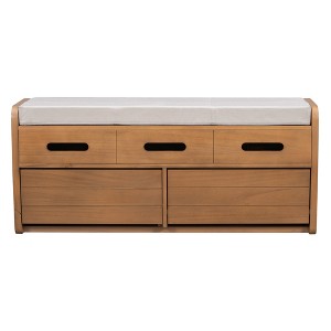 Bella Depot 43''W Rustic Storage Bench with 2 Drawers - 1 of 4