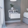 TIRAMISUBEST Smokey Oak Floating Nightstand with 12"H, Drawer, and 2-Tier Shelf, Buffet Cabinet for Bedrooms - 2 of 4
