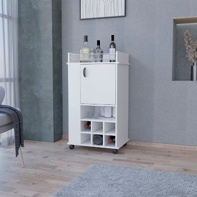 Vynxaria Bar Cart with 2-Side Shelf - Modern Style, 6-Built In Wine Rack, Mobile Design