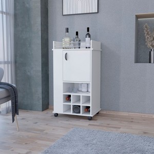 Vynxaria Bar Cart with 2-Side Shelf - Modern Style, 6-Built In Wine Rack, Mobile Design - 1 of 4