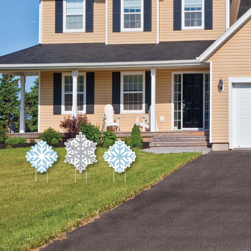 Big Dot of Happiness Winter Wonderland - Outdoor Lawn Sign Decorations with Stakes - Snowflake Holiday Party & Winter Wedding Yard Display - 3 Pieces, 2 of 8
