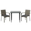 vidaXL Patio Dining Set Outdoor Rattan Wicker Table and Chair Set for Porch - Gray 3 Piece with Cushions, 31.5" Table - 3 of 4