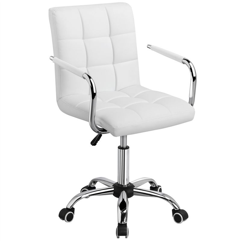 Yaheetech Modern Office Chair Height Adjustable Swivel Chair Mid Back PU Leather Chair, 1 of 10