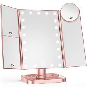 Makeup Mirror Vanity Mirror with Lights, 2X, 3X, 10X Magnification, Touch Control, Trifold, Modern Style - 1 of 4