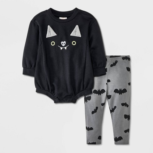 Baby Bat Face Romper Leggings Set Cat Jack Black Newborn