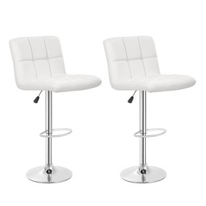 FDW Bar Stool Height Adjustable Swivel Stool with Back PU Leather Kitchen Counter Stools Set of 2 Dining Chairs - 1 of 4