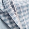 BAGOKIE 100% Washed Cotton Plaid Duvet Cover Set Queen/King Size Duvet Cover with 2 Pillowcases, Blue - 3 of 4
