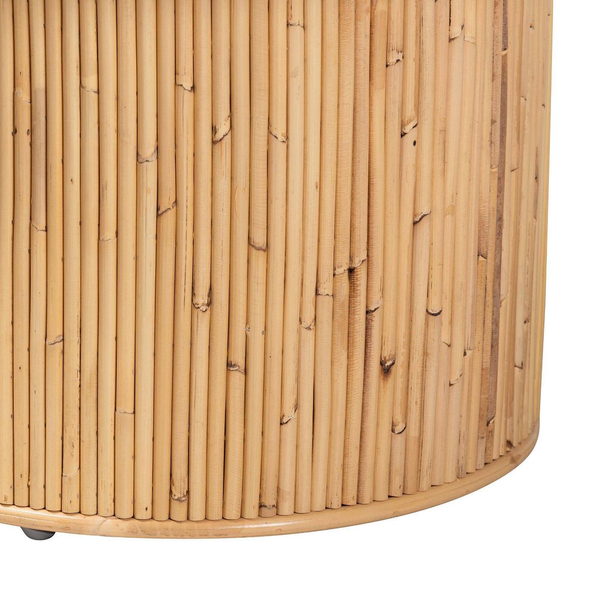 bali & pari Iryna Natural Rattan End Table Light honey: 17.7" High, No Assembly, Round Plywood Frame - thumbnail 4