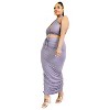 Slickblue Plus Size 2 Piece Halter Neck Set - Lavender or Mustard Crop Top and Midi Skirt, Stretch, Size 1XL-3XL - 3 of 4