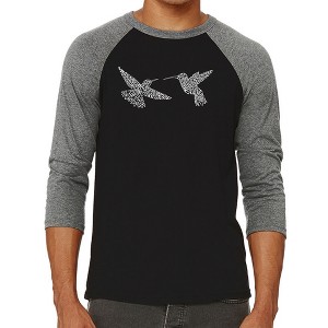 LA Pop Art Hummingbirds - Men's Raglan Baseball Word Art T-Shirt - 1 of 4