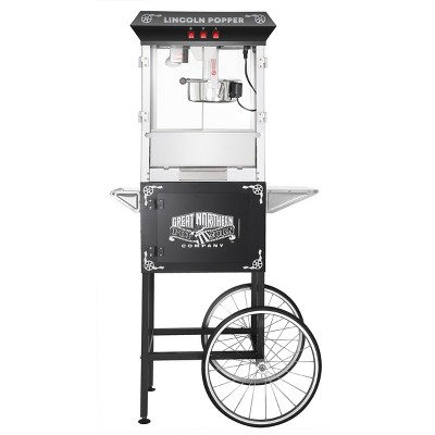 Lincoln 8 oz Black Steel Popcorn Machine with Cart
