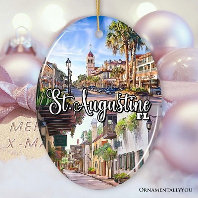 Artistic St. Augustine Ceramic Ornament, Florida Coastal City Historical Christmas Decoration| OrnamentallyYou