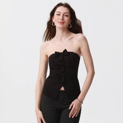 Women's Strapless Bows Tube Top - A New Day™ Black XS