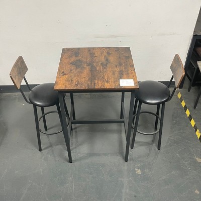 NicBex Bar Table Set with 2 PU Stools,35.43" Height Counter Table & Backrest Bar Stools,Counter Stools Set for Kitchen Island & Bar