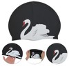 Unique Bargains Silicone Swans Print Swim Cap 1 Pc - 2 of 4