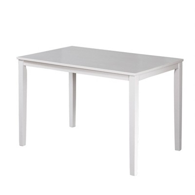 White Rubberwood 5-Piece Dining Set with Beige Microfiber Seats