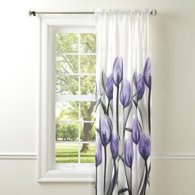 Lakeside Lakeside Purple Tulip Window Panel - Floral Window Accent - 42"W x 84"L