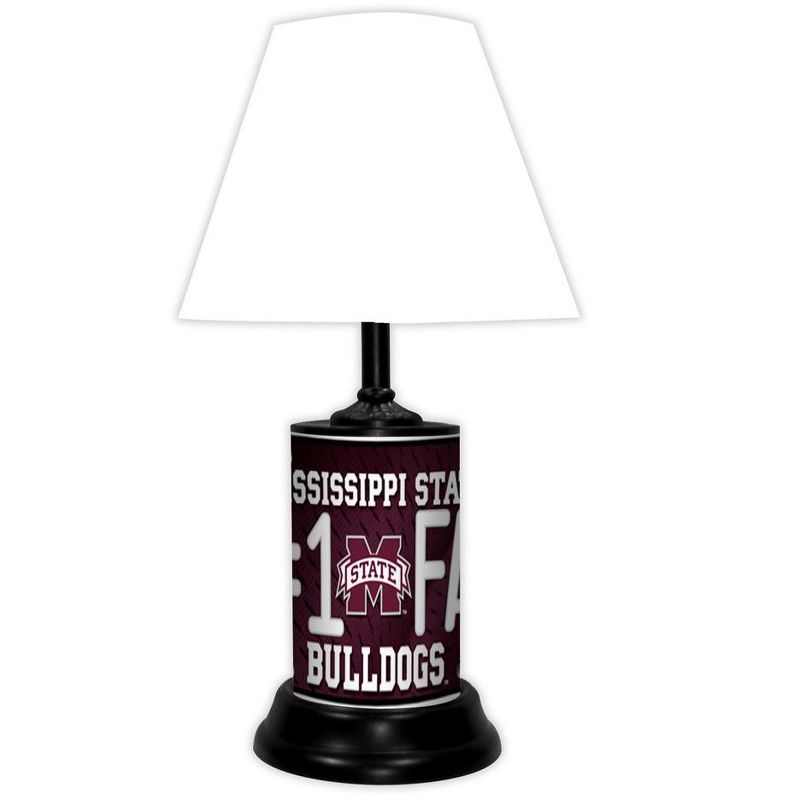NCAA 18-inch Desk/Table Lamp with Shade, #1 Fan with Team Logo, Mississippi State Bulldogs, 1 of 4